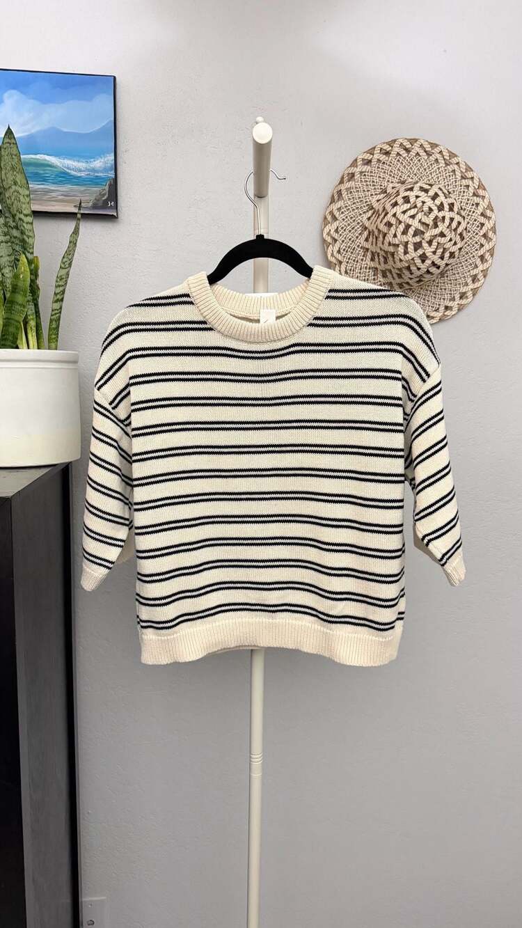 H&M Striped Knit Pullover Sweater Size S White Black